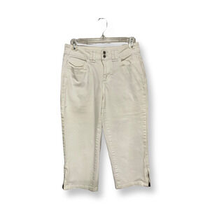 Vintage 1990s St. Johns Bay Womens Capri Jeans White Stretch Ankle Zip Denim 6